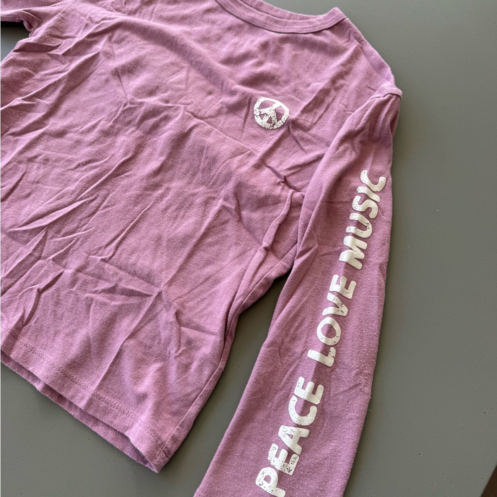Cat & Jack Lavender Long Sleeve Tee with Peace Emblem